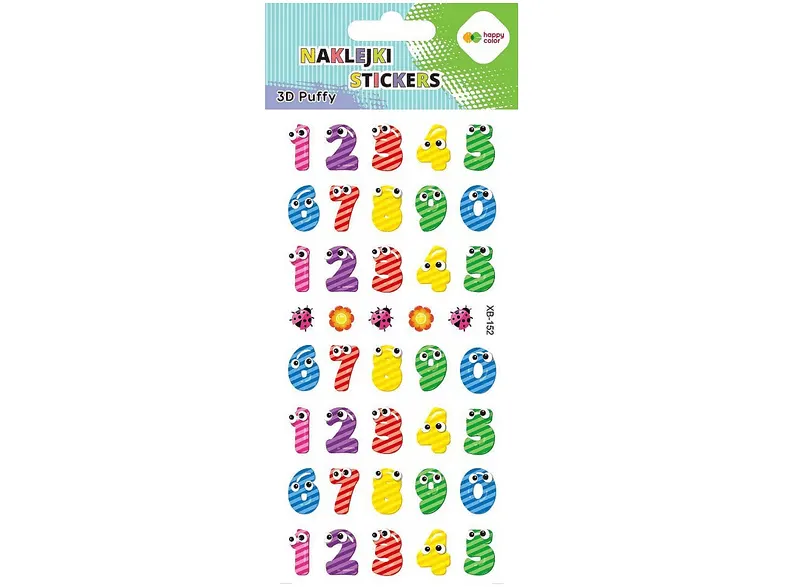 Naklejki HAPPY COLOR 3D PUFFY Happy Numbers 9.5x22 cm Wielokolorowy