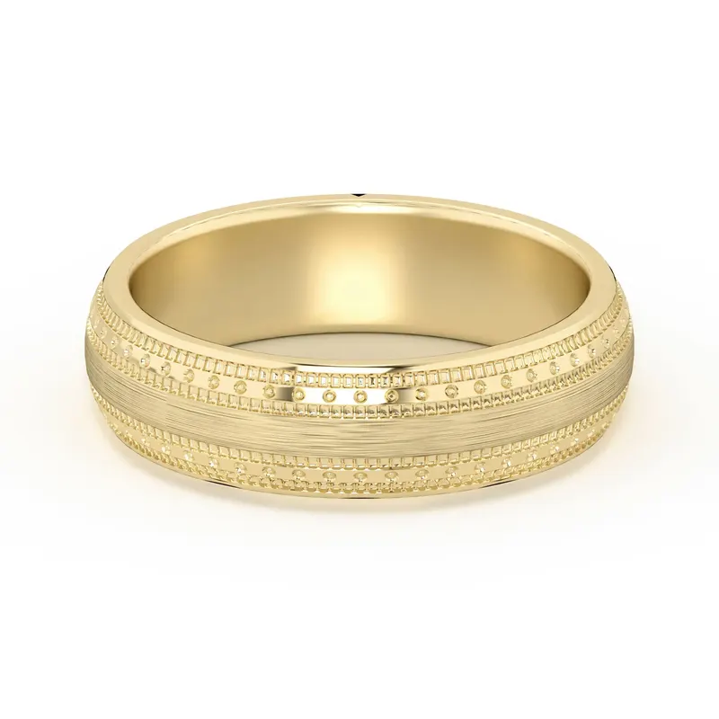 Double Beaded Wysoka Polska Obrączka Ślubna 585 Żółte Złoto (14K) 5 MM