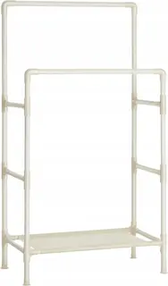 Wieszak na ubrania stojący 2 DRĄŻKI + PÓŁKA metal 84 x 44,5 x 157 cm BIAŁY