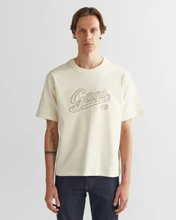 Gant Bawełniany T-Shirt Męski Z Nadrukiem Okrągły Kołnierzyk Relaxed Fit
