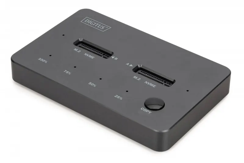 Digitus Stacja dokująca dysków z funkcją klonowania | USB-C 3.2 Gen2 10Gbps | SSD M.2 NVMe (max. 2x 4TB) | Funkcja Offline Clone | Czarna