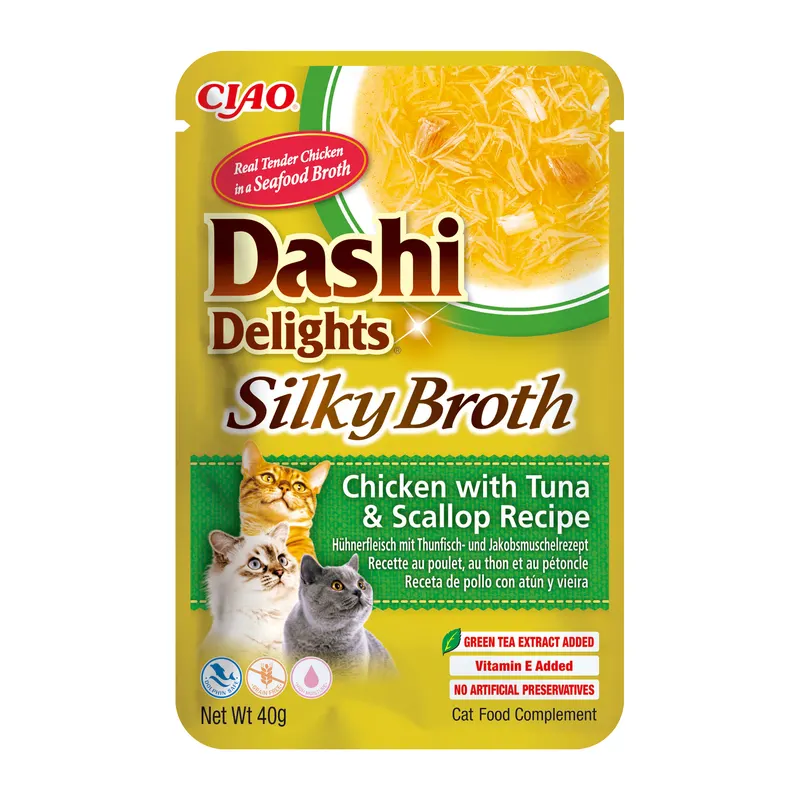 INABA CAT Dashi Delights Silky Broth Chicken with Tuna & Scallop - przysmak dla kota - 40g