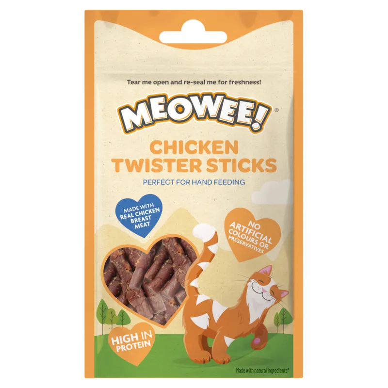2 + 1 gratis! Meowee! Chicken Twister Sticks, 3 x 31 g - 3 x 31 g
