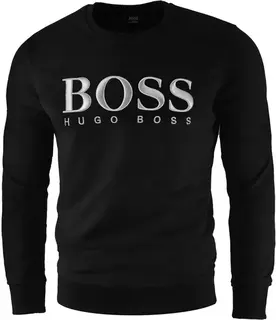 HUGO BOSS BLUZA MĘSKA CZARNA HAFT ORGANIC COTTON SILVER NA PREZENT / M