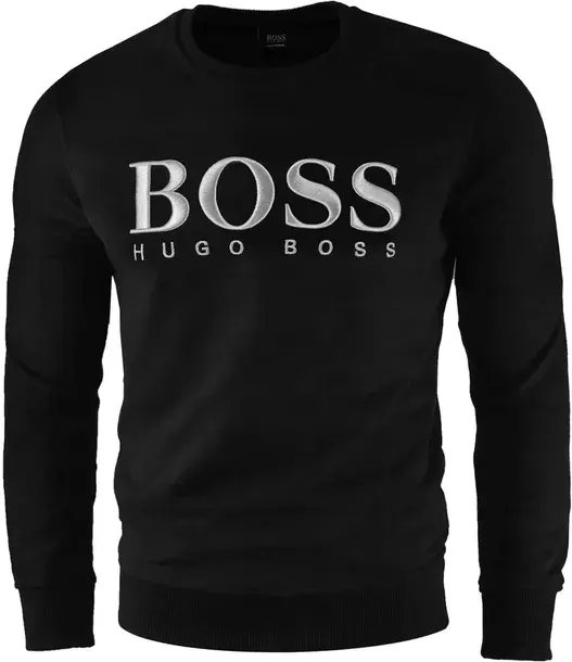 HUGO BOSS BLUZA MĘSKA CZARNA HAFT ORGANIC COTTON SILVER NA PREZENT / M