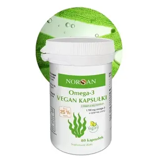 NORSAN OMEGA-3 VEGAN WEGETARIAŃSKIE KAPSUŁKI Z ALG MORSKICH EPA DHA 80 kaps