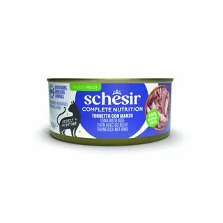 Schesir Complete Nutrition, filet w galarecie, 6 x 140 g w puszce - Tuńczyk z wołowiną