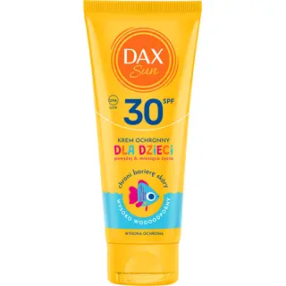 Dax Sun krem ochronny dla dzieci SPF 30 do twarzy i ciała z D-pantenolem, gliceryną, bawełną i składnikami z drzewa Tara 75 ml