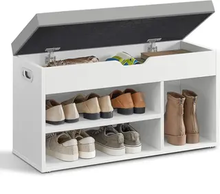 Ławka na BUTY z SIEDZISKIEM 3 POZIOMY regał organizer korytarz biel