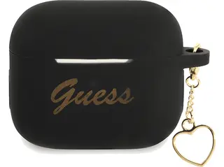 Etui GUESS Silicone Charm Heart do suchawek Apple AirPods 3 Czarno-biały