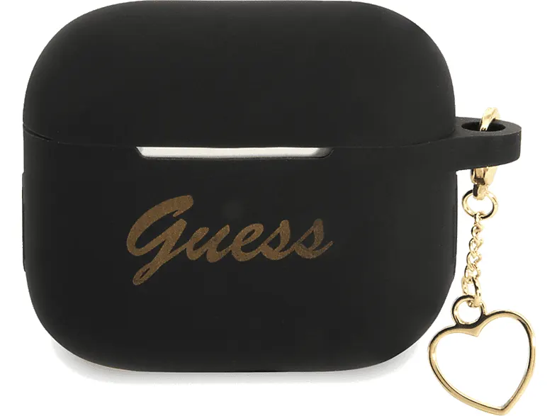 Etui GUESS Silicone Charm Heart do suchawek Apple AirPods 3 Czarno-biały