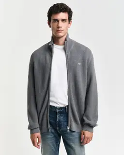 Gant Sweter Rozpinany Męski Z Zamkiem Z Długim Rękawem Regular Fit Szary