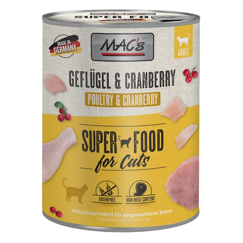 MAC´s Cat karma dla kota, 6 x 800 g - Drób i żurawina