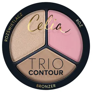 Celia Trio Contour zestaw do konturowania twarzy w pudrze 01 z bronzerem, różem i rozświetlaczem