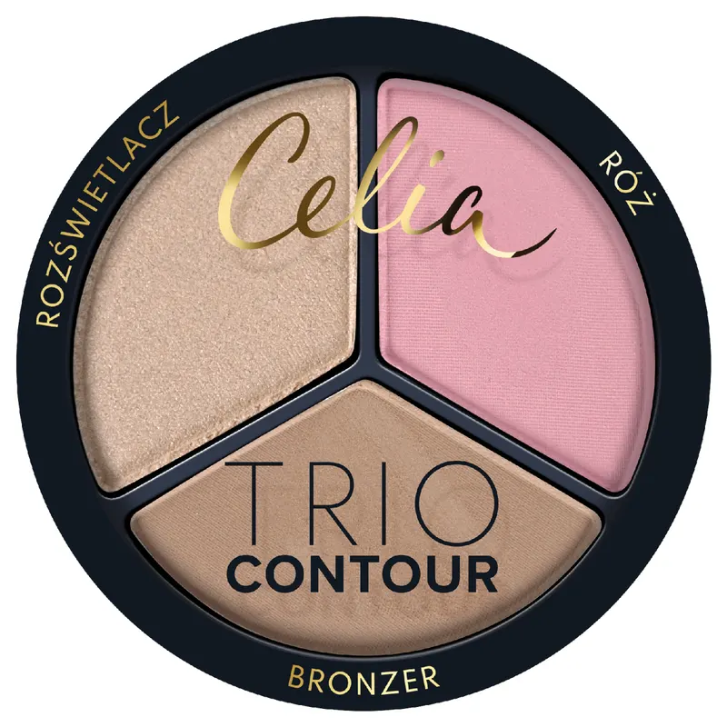 Celia Trio Contour zestaw do konturowania twarzy w pudrze 01 z bronzerem, różem i rozświetlaczem