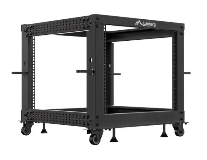 Lanberg Stojak Open rack 19 cali 9U 600x600-1100 regulowany czarny