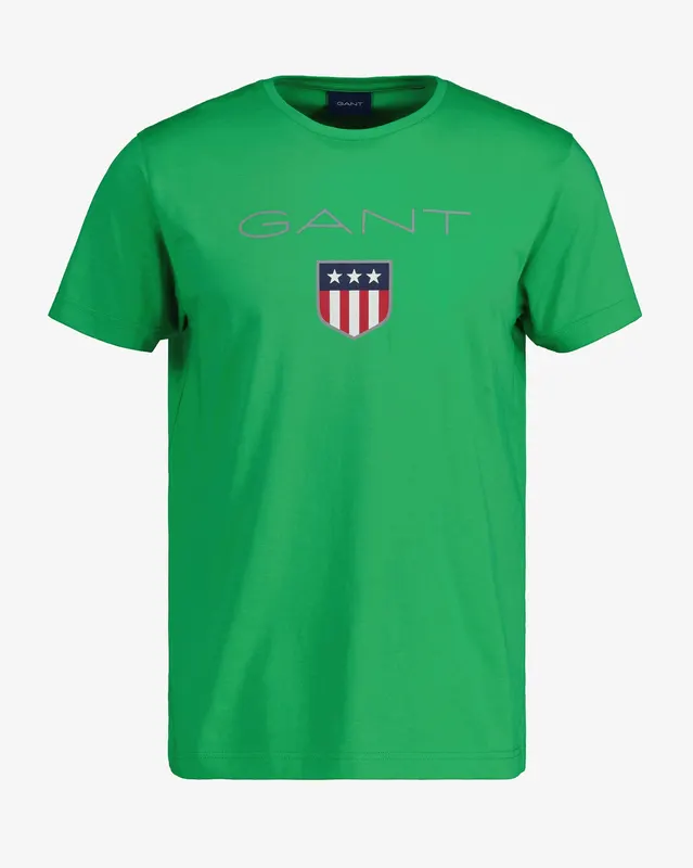 Gant Bawełniany T-Shirt Męski Z Nadrukiem Okrągły Kołnierzyk Regular Fit