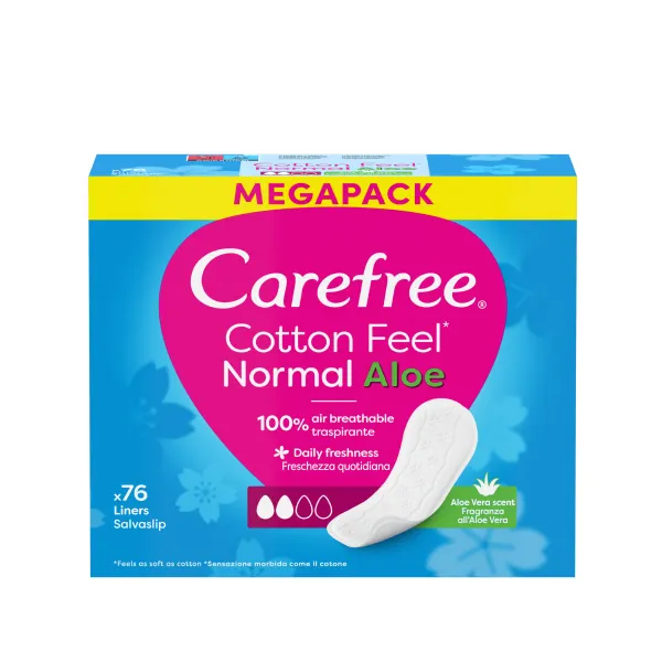Carefree Cotton Feel Normal Wkładki Higieniczne Aloe 76 Sztuk