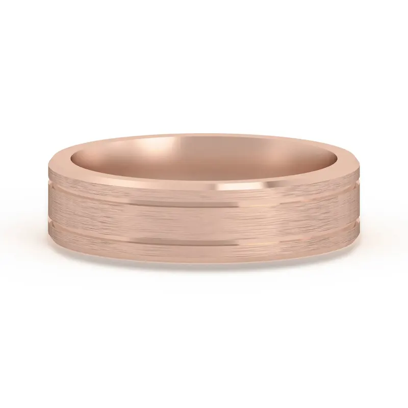 Klasyczna Double Channel Satenowa Finish Obrączka Ślubna 5 MM 585 Różowe Złoto (14K)