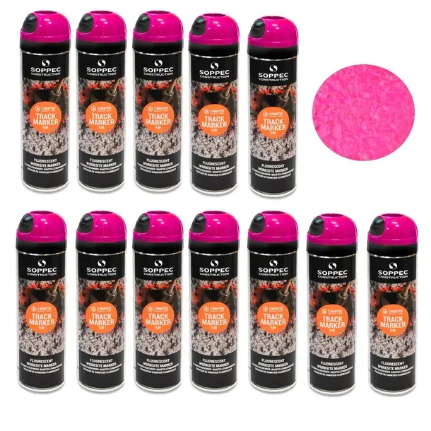 Farba Geodezyjna Soppec Fluo Track Marker Spray różowy 12szt.