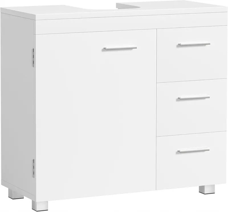 Szafka pod UMYWALKĘ 30 × 70 × 64 cm z 3 SZUFLADAMI i DRZWIAMI BIAŁA