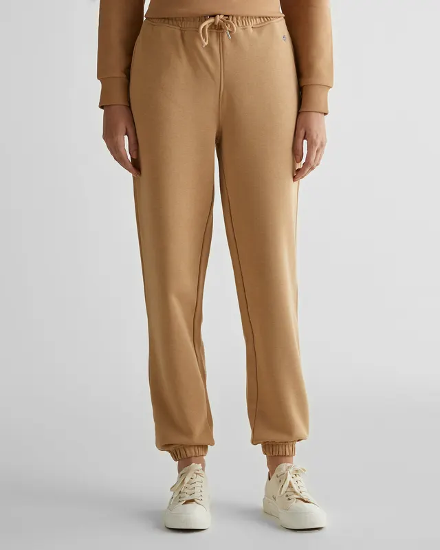 Gant Spodnie Dresowe Damskie Relaxed Fit Beżowe