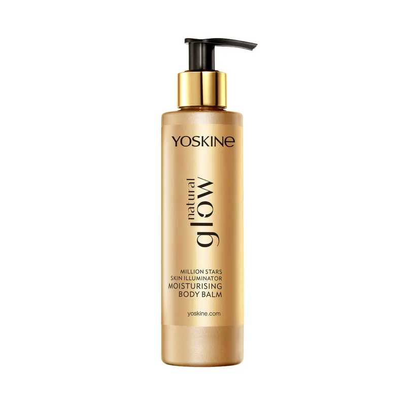Yoskine Natural Glow nawilżający balsam do ciała z drobinkami, masłem shea, olejem migdałowym, gliceryną i witaminą E 195 ml