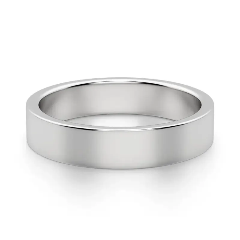 Klasyczna Męska Obrączka Ślubna Flat 4 MM 585 Białe Złoto (14K)