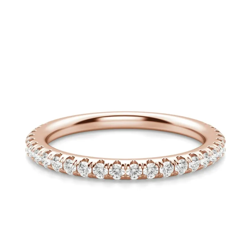 Obrączka Ślubna Arezzo Accented Laboratoryjny Diament 585 Różowe Złoto (14K)