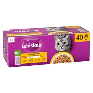 Whiskas 1+ Adult w saszetkach, 40 x 85 g - Drób w galarecie (4 smaki)