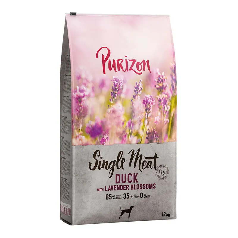 Purizon Single Meat Adult, kaczka z jabłkiem i kwiatami lawendy - 12 kg
