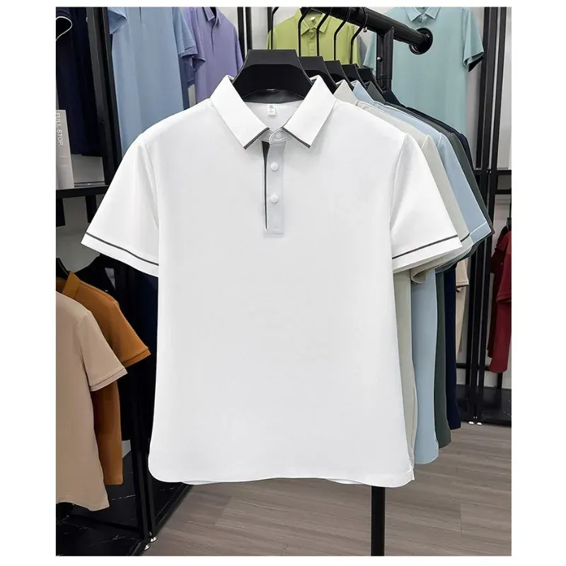 Trendy T Shirts For Men Polo Shirt Short Sleeve Seamless New Arrival Breathable Comfort Fit Solid Color Casual Top