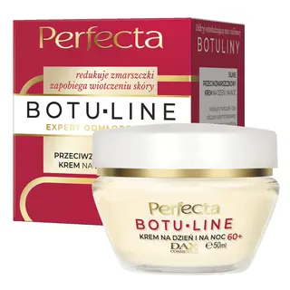 Perfecta Botu-Line krem przeciwzmarszczkowy 60+ na dzień i noc z kwasem ferulowym, olejem z pestek winogron i bawełny 50 ml