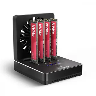 AXAGON ADSA-M2C44 ALU Stacja dokująca USB4 dla 4x M.2 NVMe SSD z funkcją klonowania dysków bez komputera, z wentylatorem chłodzącym