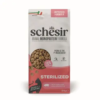 SCHESIR Animal Mono Protein Formula Sterilized szynka wieprzowa – sucha karma dla kota – 10 kg