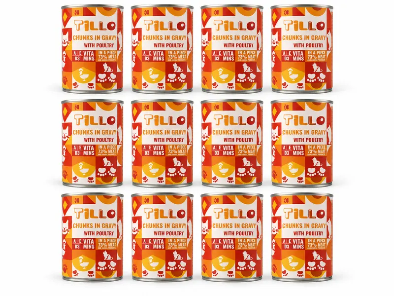TILLO Kawałki w sosie Drób - mokra karma dla kota - 12x415g