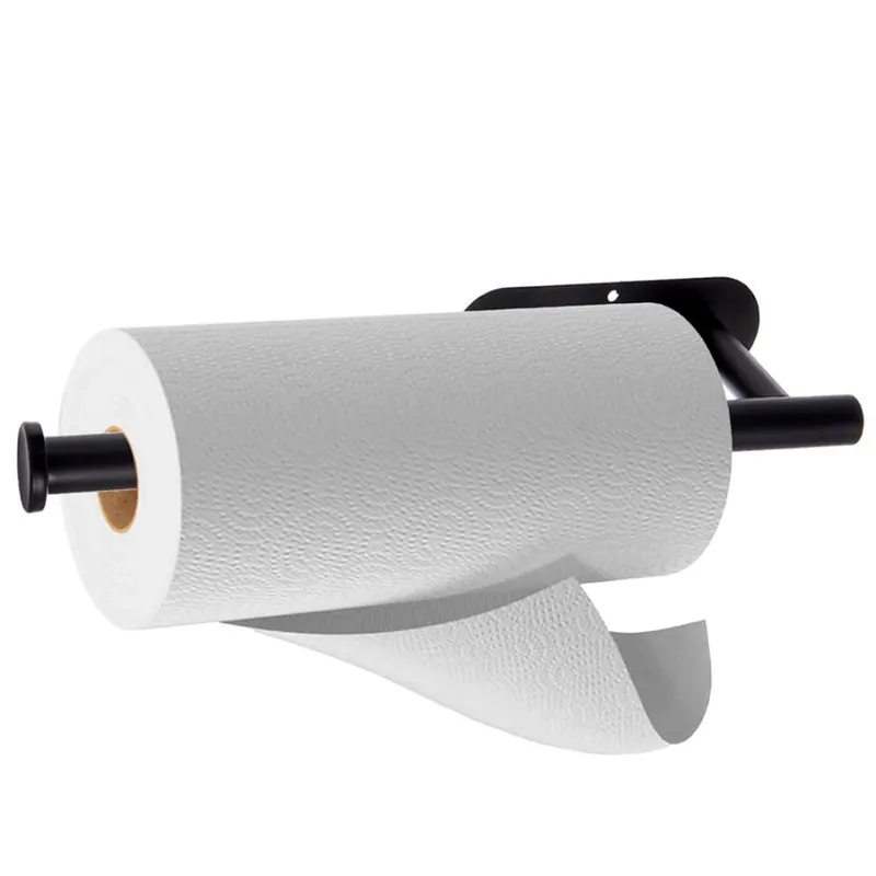 Wieszak na ręcznik papierowy metalowy czarny RADKA 33,5x9,2x4,5cm