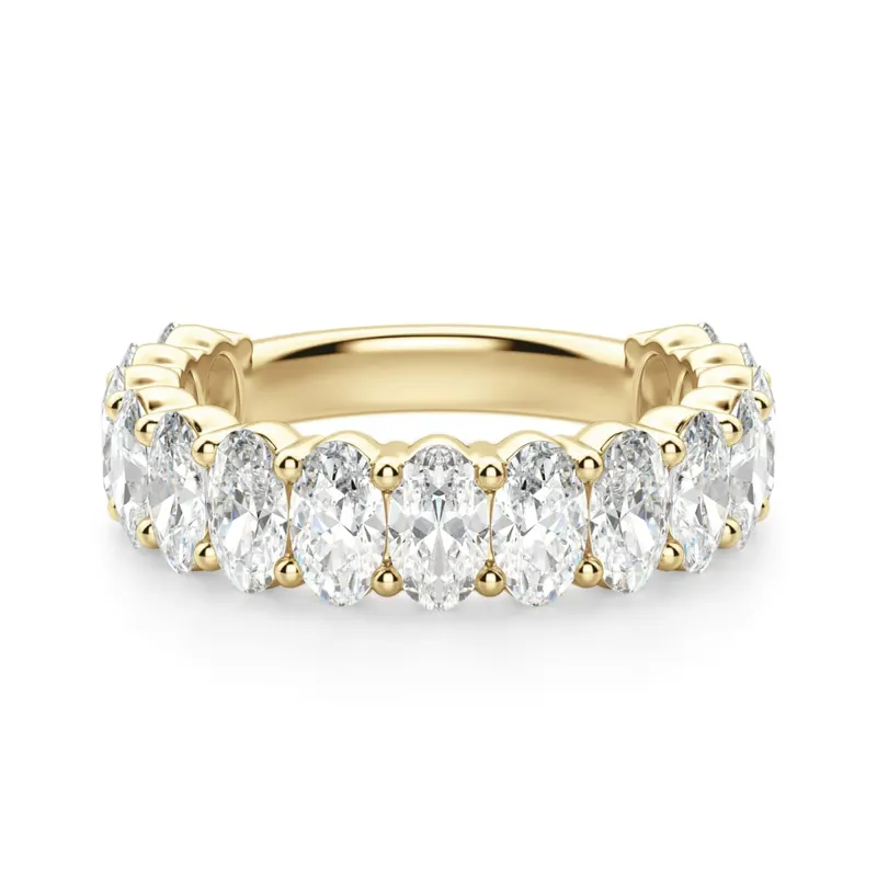 Obrączka Ślubna Half Eternity z Owalnymi Kamieniami 5x3 mm Laboratoryjny Diament 585 Żółte Złoto (14K)