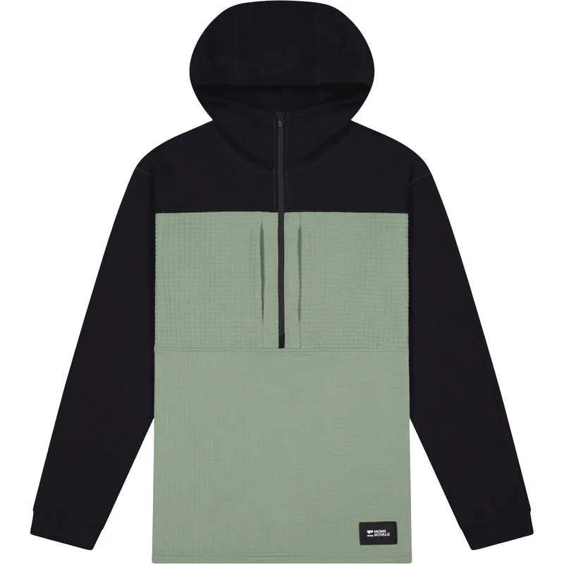 Mons Royale Offgrid Merino Fleece 1/2 Zip, bluza, męska, zielono/czarna