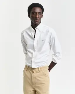 Gant Koszula Męska Z Długim Rękawem Slim Fit Biała