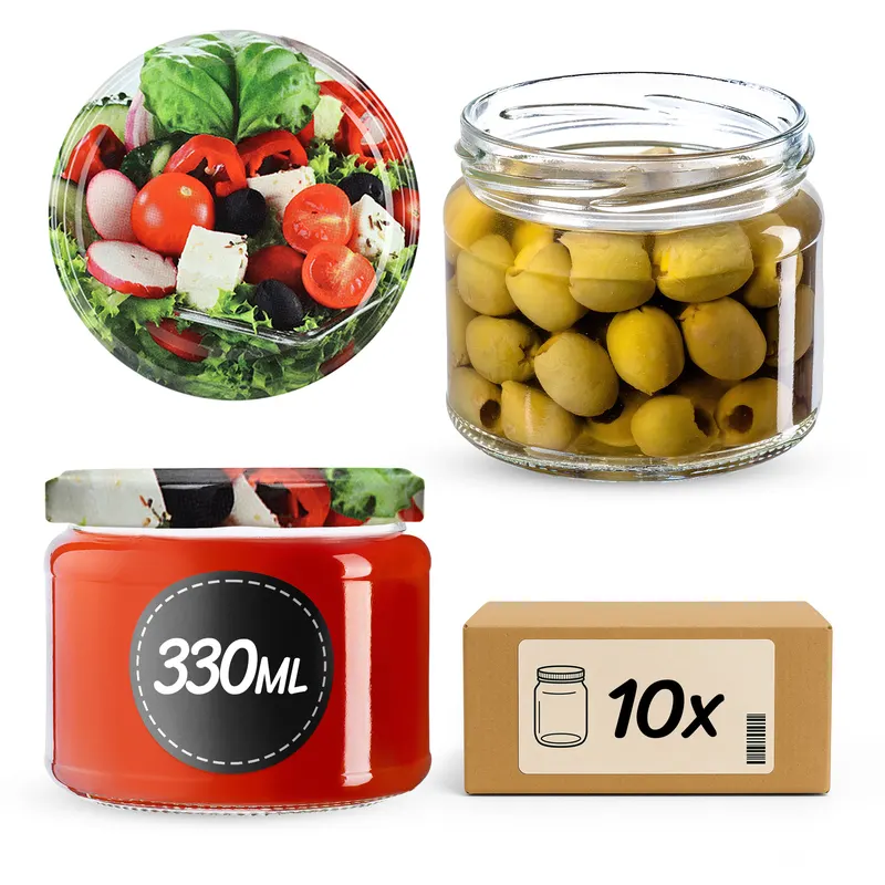 Słoiki na przetwory Sonka 330ml 10szt fi 82 mm + wieczka "Mix warzyw"