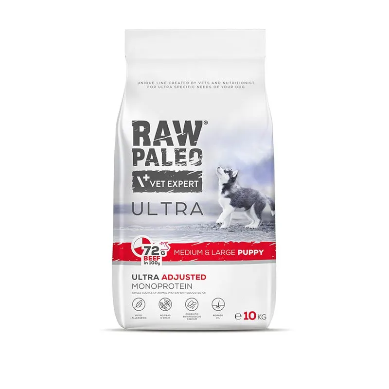 VETEXPERT Raw Paleo Ultra Medium&Large Puppy Mono Wołowina - sucha karma dla szczeniąt - 10kg