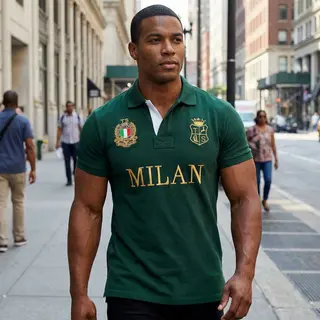 New Summer Italy Men's Polo Shirt Classic Green Designer Short Sleeve MILAN Embroidery Casual Sports Collar T Shirt for Man