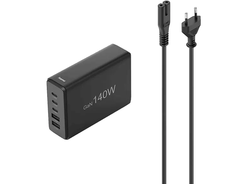 Ładowarka sieciowa HAMA 140W 3xUSB-C 2xUSB-A QC/PD Czarny