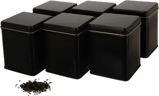 Puszka na herbatę metalowa czarna 520 ml do układania w stos