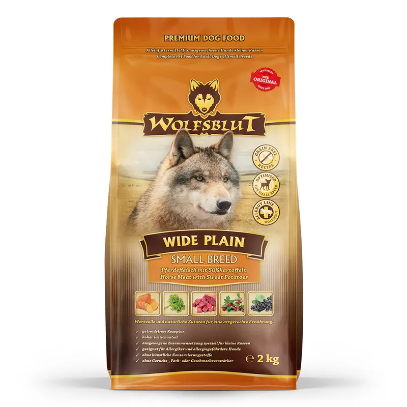WOLFSBLUT Wide Plain Małe rasy Konina z batatami Mono - sucha karma dla psa - 2kg