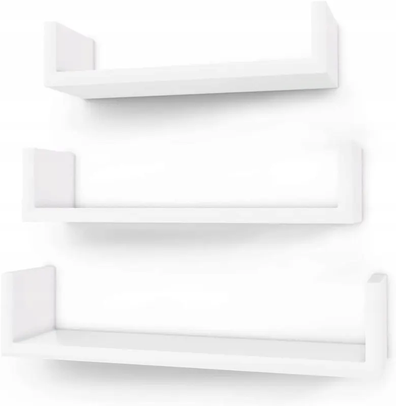 ZESTAW 3 SZTUKI półka ŚCIENNA wisząca regał 40x10 MDF BIAŁA komplet