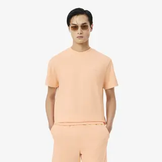 Lacoste T-Shirt Z Teksturowanego Dżerseju Męskie Różowy