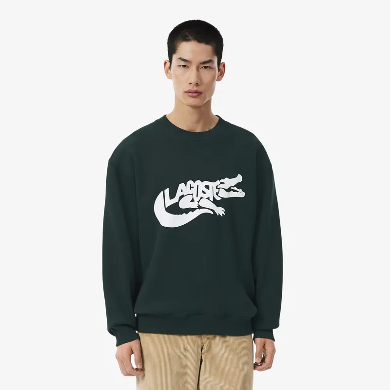 Lacoste Bluza Bawełniana Made In France Ciemnozielona Męskie Zielony