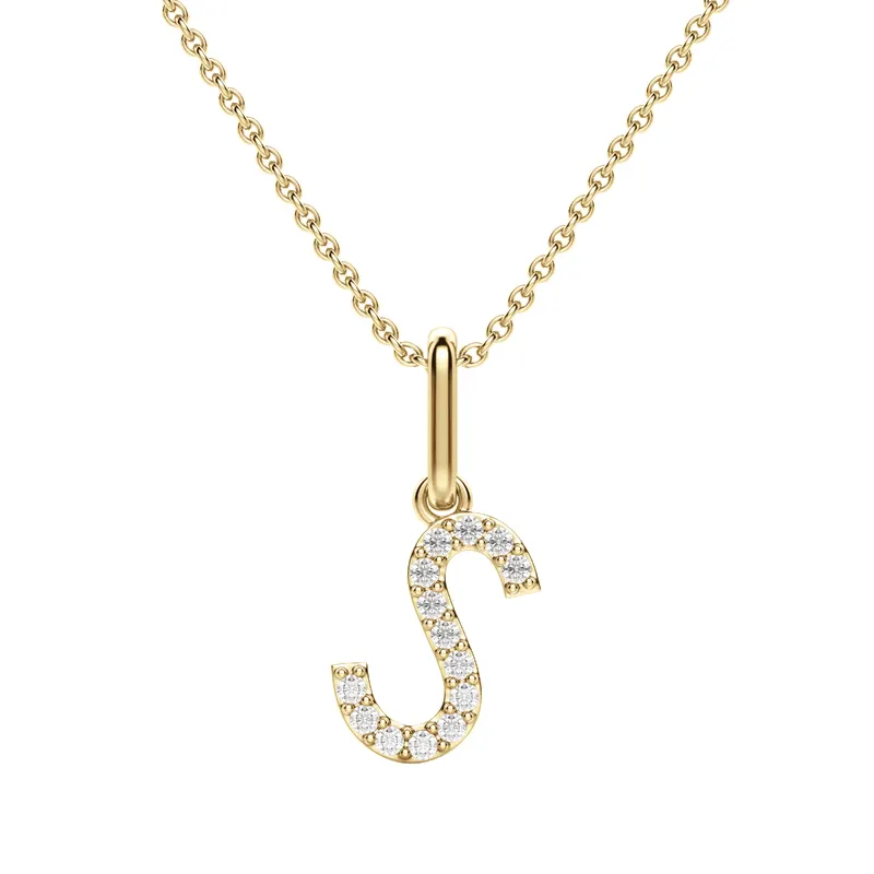 Wisiorek Litera "S" Laboratoryjny Diament 585 Żółte Złoto (14K)